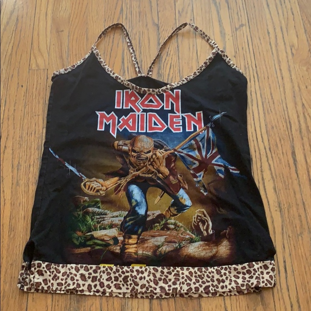 VTG IRON MAIDEN Trooper tank top Leopard trim OOAK